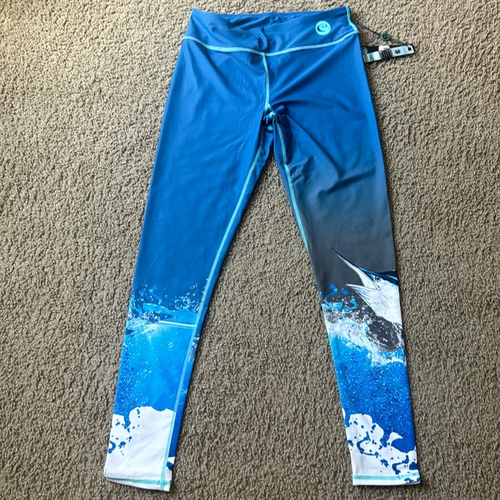 NEW!! Wave Life Blue Marlin Active Leggings - Picture 4 of 13